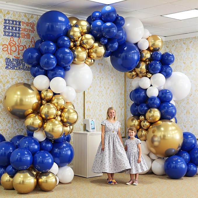 412Pcs Royal Blue and Gold Balloons Arch Garland Kit, 5 10 12 18 inch blue and - Image 5