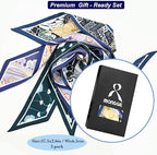 Skinny Scarf 3 Pack for Women – Bag Scarf, Silk Hair Scarves (Original Prints, Premium Twill, 3 Designs)