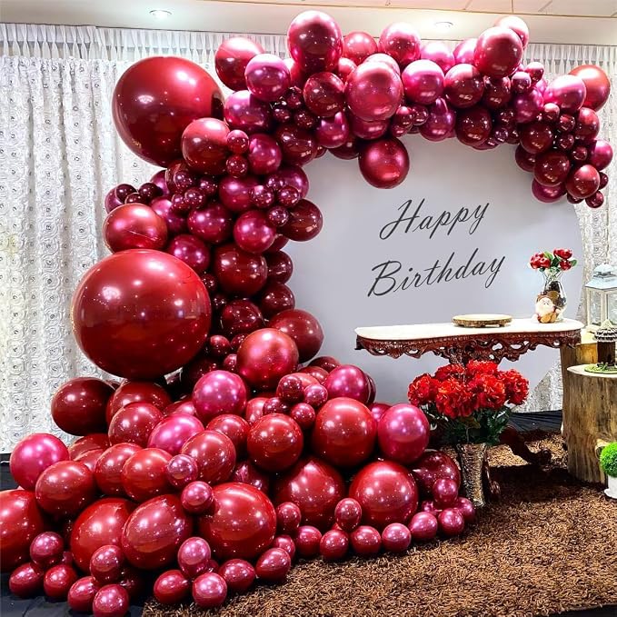 Double Stuffed Burgundy Balloons Different Size 115Pcs 5/10/12/18 Inch Maroon - Image 5