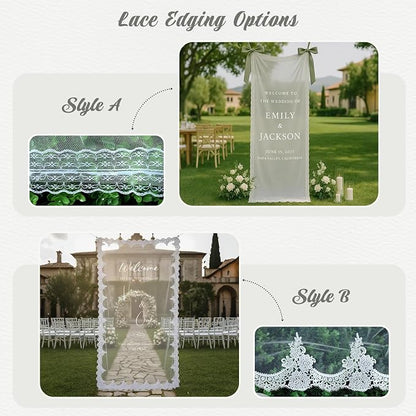Personalized Wedding Welcome Fabric Sign Sheer Lace Banner | Handmade Custom - Image 6
