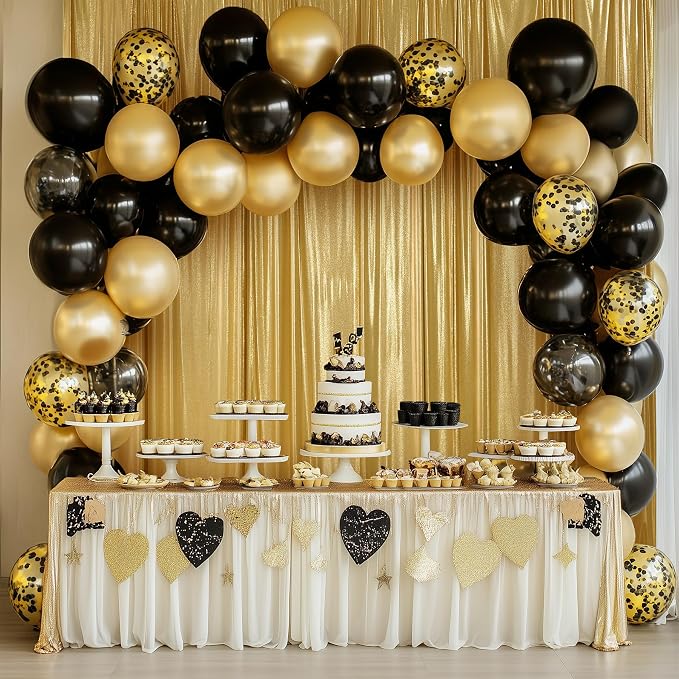 10x10 ft Gold Sequin Backdrop Curtain Panels - Image 3