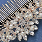 Rose Gold Wedding Hair Comb Pearl Crystal Bridal Hair Accessories For Bride and Bridesmaid