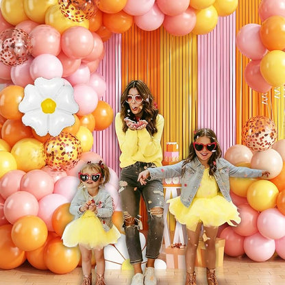 Groovy Daisy Balloon Arch Garland Kit Birthday Party Decorations | Pink Orange - Image 6