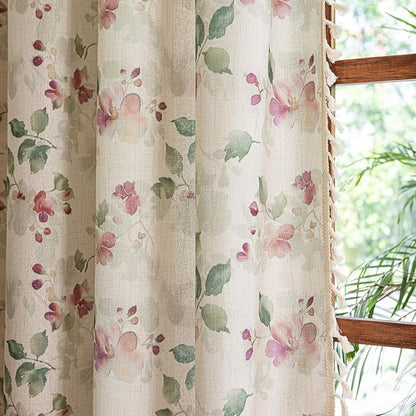 ENJOYBRIDAL Floral Curtains 96 Inch Long Living Room Semi Sheer Drapes 2 Panel - Image 7