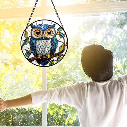 DASTOLL Stained Glass Window Hanging, Owl Gifts - Image 4