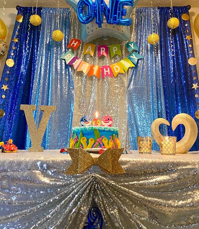 Poise3EHome Baby Blue Sequin Backdrop Curtains, 4 Panels 2FTx8FT Glitter - Image 7