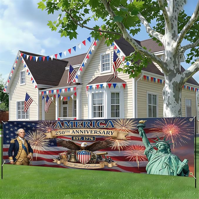 250th Anniversary Banner 120x20 Inches, 1776-2026 USA Semiquincentennial by Unknown