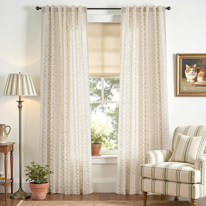 Cathy Linen Floral Curtains for Living Room 84 inch Length 2 Panels Set 7 ft - Image 2