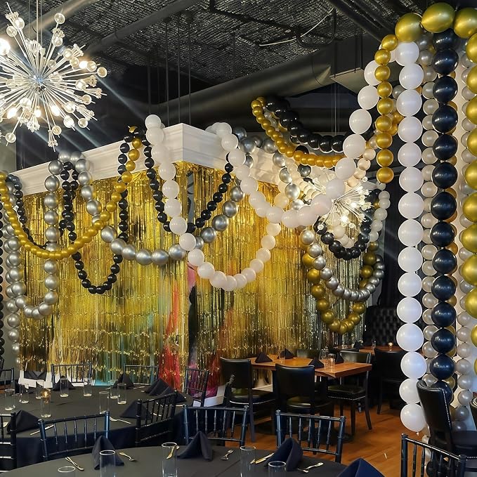 Black and Silver Linking Balloons, Quick Linked Balloon - Image 7