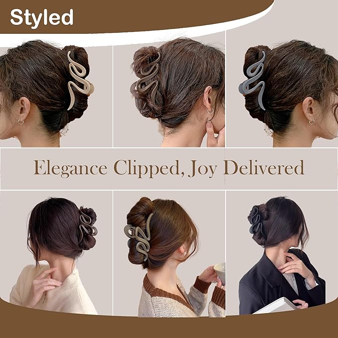 Big Hair Claw Clips 5-Pack 5.1‘ Non-Slip Hair for Women and Girls with Long, Thick Hair Jelly & Matte Clips (Lightning 5pcs 5.1")