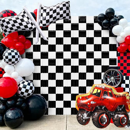 2 Packs Race Car Foil Fringe Curtain, Baby Shower, Racing Car Truck One Happy - Image 7