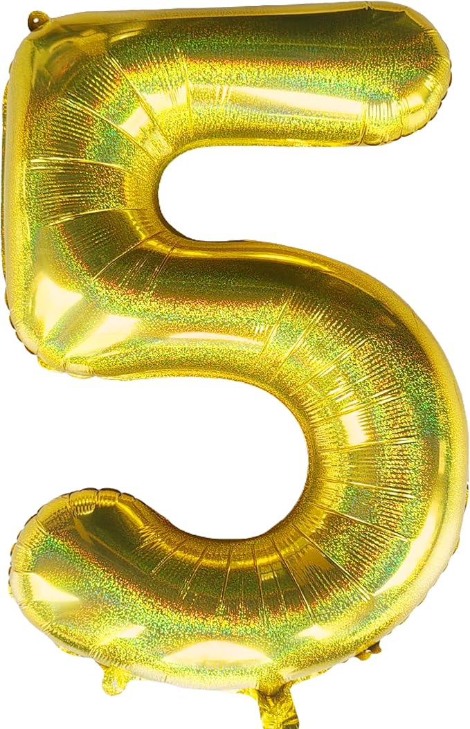 Jonhamwelbor 40 Inch Laser Gold Number 5 Balloon Foil Mylar Giant Balloon by Jonhamwelbor