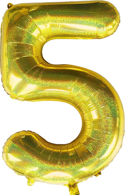 Jonhamwelbor 40 Inch Laser Gold Number 5 Balloon Foil Mylar Giant Balloon by Jonhamwelbor