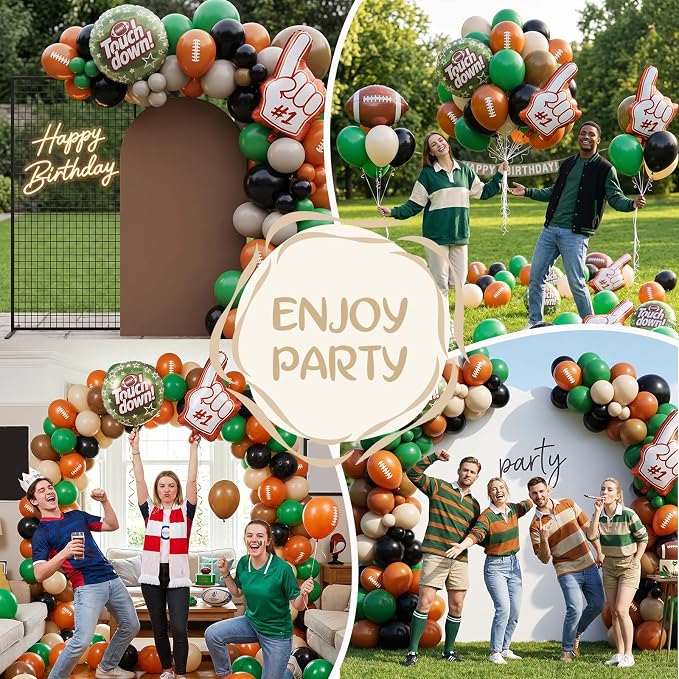 Football Balloons, 12 Inch Dark Green Black Beige Football Printed Balloon - Image 6