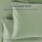 California Design Den Premium Standard Pillow Cases Set of 2-600 Thread Count Sateen, Natural 100% Cotton Pillowcases Queen/Standard, Crisp, Durable Bedding - Laurel Green