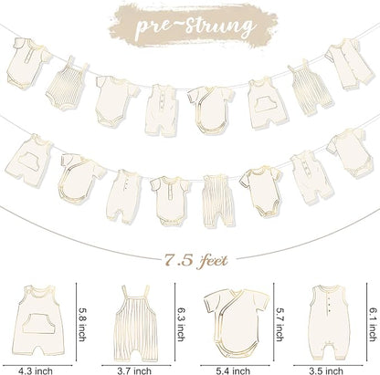 Boho Neutral Baby Clothes Banner Garland 2pcs Pre-Assembled Bunting Banners - Image 5