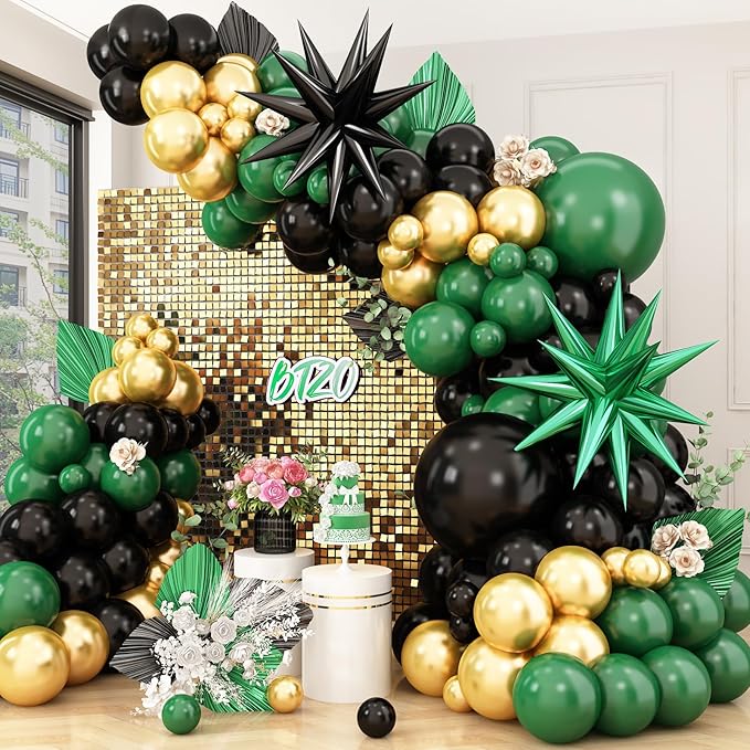 Green Black Balloon Arch Kit, Balloon Garland by BTZO