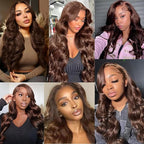 Color 4 Bundles Human Hair Brown Body Wave Bundles 12 14 16 Inch Niegmeag Brazilian Virgin Remy Hair Extensions Double Weft Soft and Silky Chocolate Brown Body Wave Bundle 150g