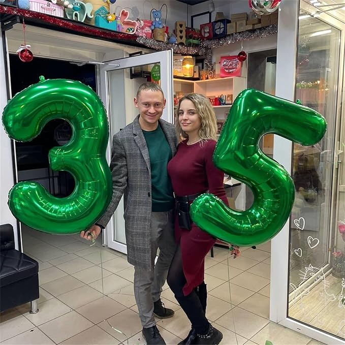 3rd Birthday Number Balloons for Kids, 40 Inch Emerald Green Foil Number - Image 4