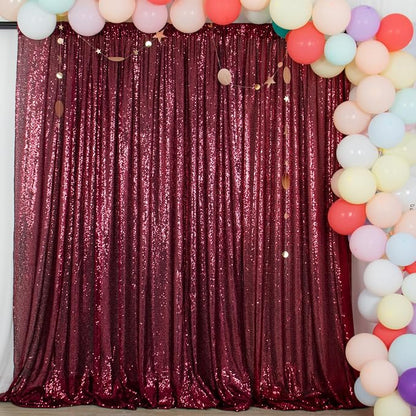 ShinyBeauty Burgundy Sequin Backdrop 5FTx7FT, by ShinyBeauty