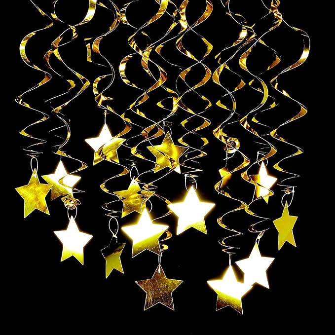 BEISHIDA Gold Star Hanging Swirl Decorations, Hanging Gold Party Supplies - Image 5