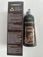 IIIMEIDU Dark Brown Hair Dye Shampoo 3 in 1 for Gray Hair, Herbal Ingredients Shampoo Hair Dye for Women Men, Grey Coverage 500ml
