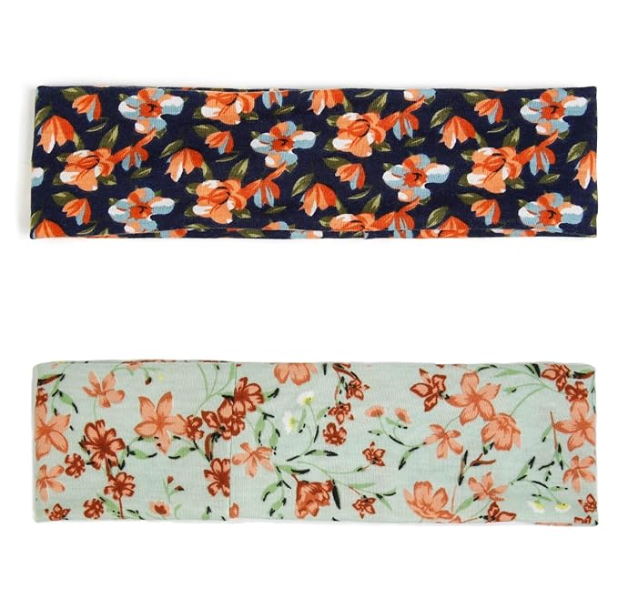 TERSE Headbands for Women Trendy Floral Print - Non Slip Summer Head Bands Soft Fabric Hair Bands for Workout Yoga Running Sport