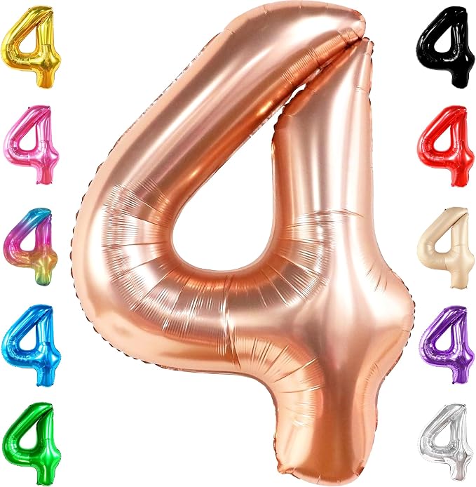 KatchOn Rose Gold Number 4 Balloons 40 Inch, 4 Birthday Decorations | Foil by KatchOn