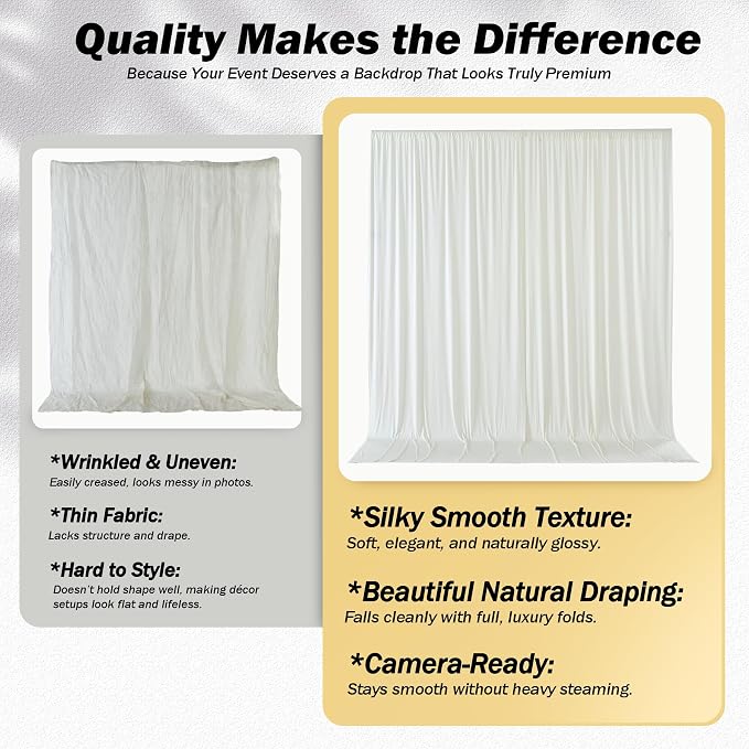 50ft×12ft Ivory Backdrop Curtain - Image 7