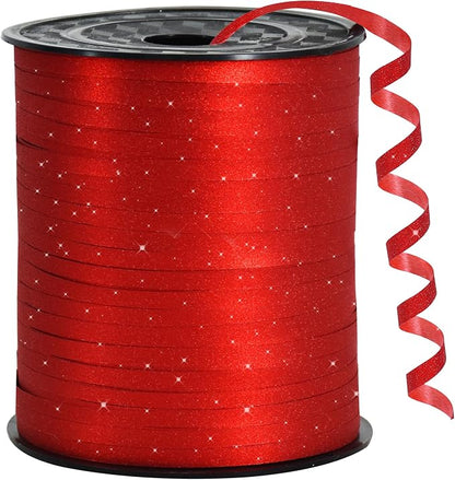 BEISHIDA 500 Yards Red Glitter Ribbon Curling Crimped, Glitter Ribbon Balloon by Beishida