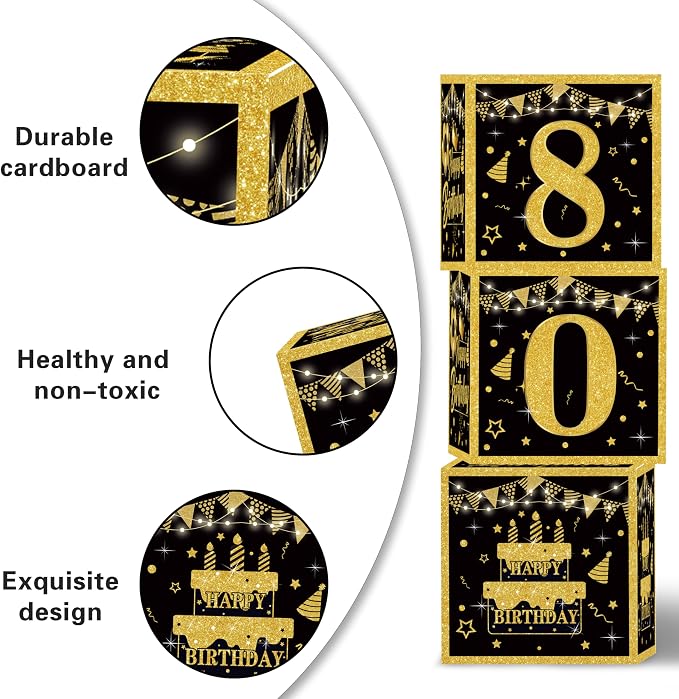 Gold 80th birthday decorations for men - Image 4