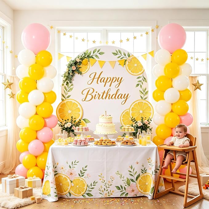 2 Sets Macaron Pink Lemon Yellow White Balloon Column Kit - Image 2