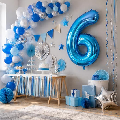 40 Inch Blue Number 6 Balloon, Giant Number Balloons, Birthday Decorations | - Image 5