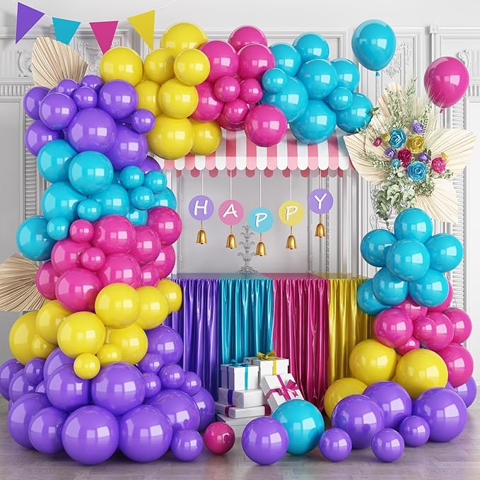 Pink Purple Blue Balloon Arch by Jobkoo