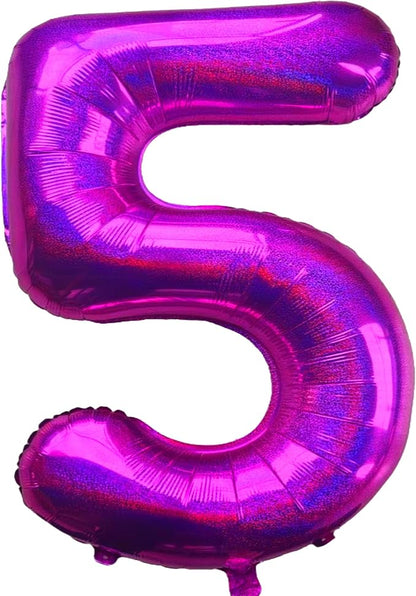 Jonhamwelbor 40 Inch Laser Hot Pink Number 5 Balloon Foil Mylar Giant Balloon by Jonhamwelbor