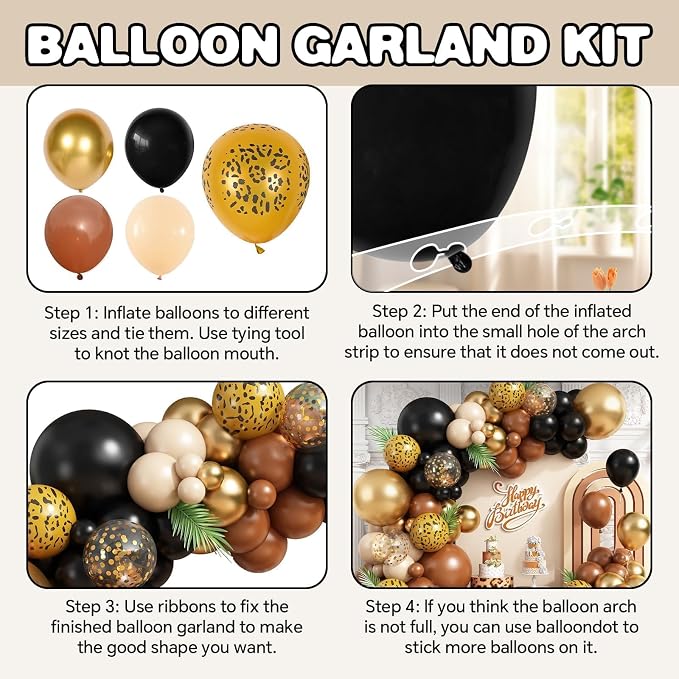 Black Gold Cheetah Print Balloon Arch Kit - Image 9