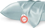 Bedsure King Size Satin Pillowcase Set of 2 - Light Turquoise Silky Pillow Cases for Hair and Skin with Envelope Closure, Similar to Silk Pillow Cases, Gifts for Women Men, 20x36 Inches, 2pcs
