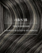 YoungSee Clip in Human Hair Extensions Black Silver Human Hair Clip in Extensions Natural Black Roots to Silver Hair Extensions Clip ins for Short Hair 12Inch 85G 7Pcs