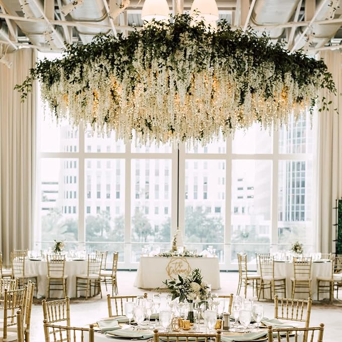 Wisteria Hanging Flowers 24 Pack Artificial Flowers Fake Wisteria Vine Rattan - Image 7