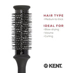Kent AH15G AirHedz Ceramic Round Brush for Blow Drying, Blow Dryer Hair Brush for Long Bobs and Short to Mid-Length Hair, Features Ceramic Barrel for Accurate Results and Faster Drying Time.