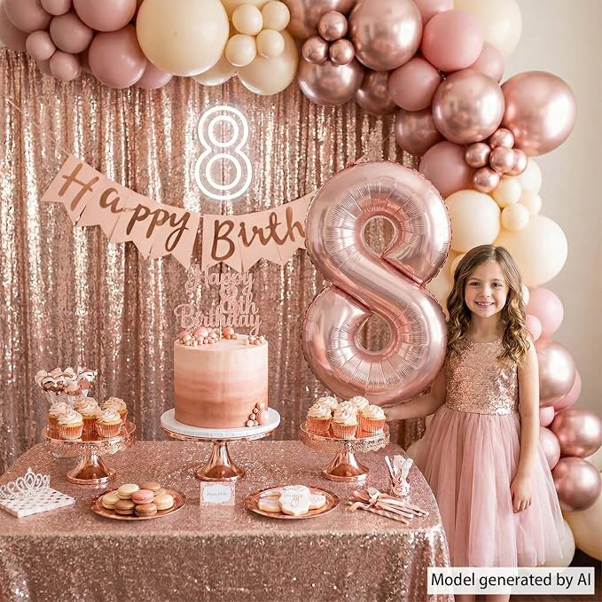 Rose Gold Number 8 Balloon 40 Inch, Blush Foil - Image 3