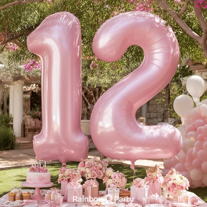 RainbowQ Pink 12 Balloon Number 40 Inch 0-40 Foil Large Balloons | Big Mylar 12 - Image 2