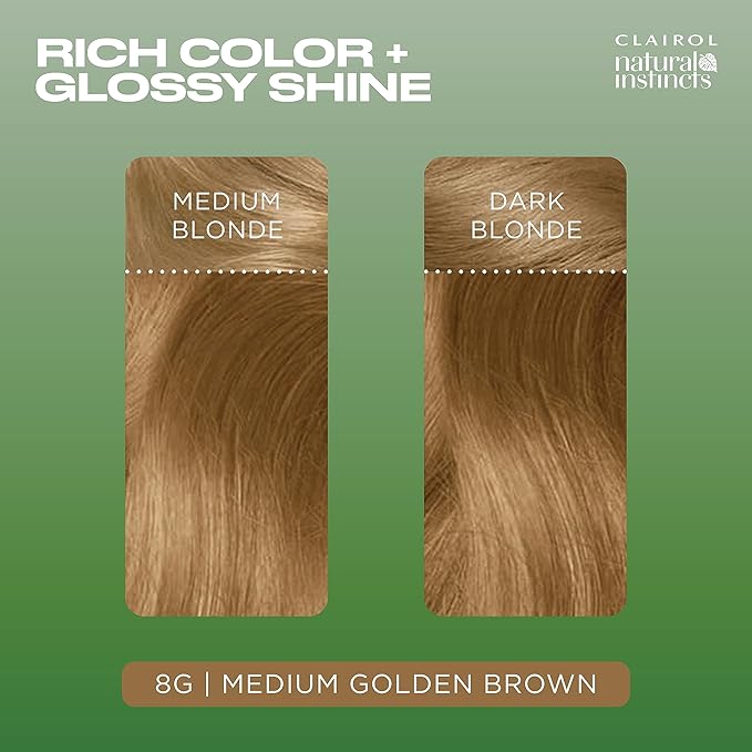 Clairol Natural Instincts Demi-Permanent Hair Dye, 8G Medium Golden Blonde Hair Color, Pack of 1