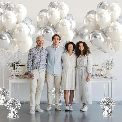 9 PCS Metallic Wrapped Balloons Weights Silver Helium Balloon Weight Balloon - Image 6