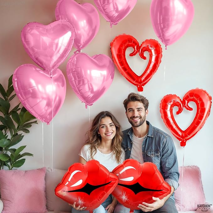 KatchOn Red and Pink Heart Shaped Balloons 22 Inch, Valentines Day Decorations - Image 3