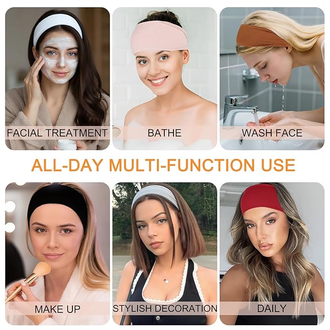 Headbands for Women Non Slip Stylish Womens Sweat Band Hair for Washing Face Elastic Headbands for Yoga Workout and Summer 6 Pack Stretchy Cloth Fabric Hair Bands