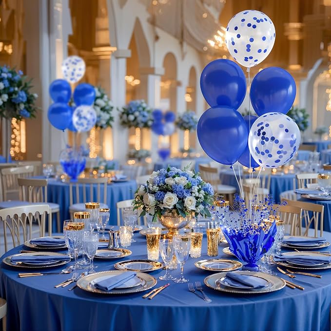 4 Set Royal Blue Table Balloons Foil Spray Centerpiece - Image 4