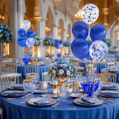 6 Set Royal Blue Table Balloons Foil Spray Centerpiece - Image 4