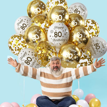 White Gold 21th Birthday Balloons Pack of 15 Men Women Happy 21th Birthday - Image 7