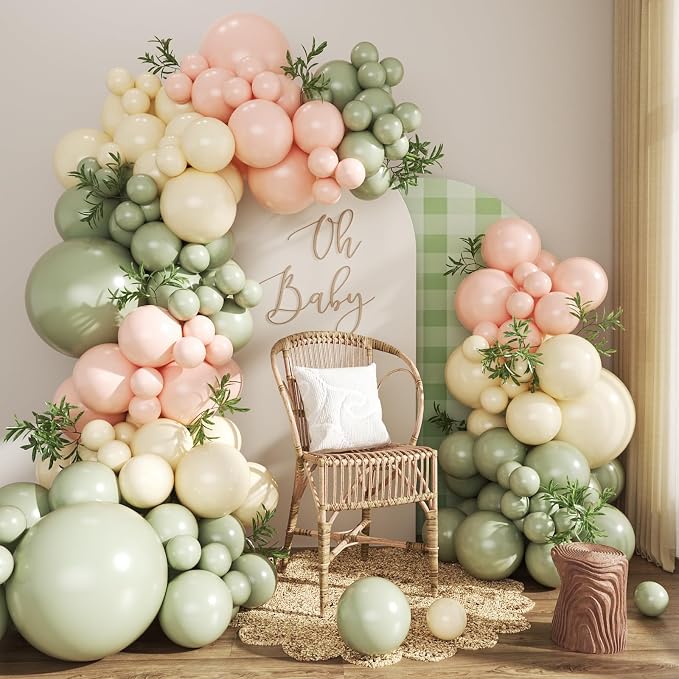 Sage Green Balloon Arch Kit for Baby Shower Bridal Shower Decorations | 124Pcs by CROSSFINGERS